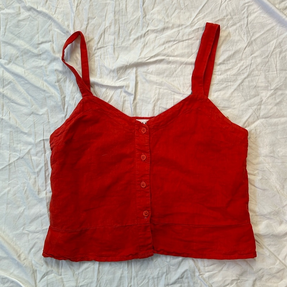 LACAUSA Red Button-Up Tank Top